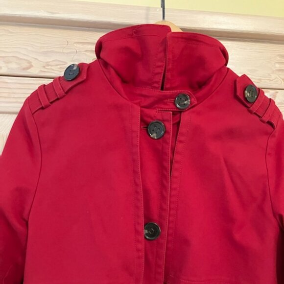 Kenneth Cole Reaction Red Trench Coat with Belted Waist Raincoat Utility - Picture 3 of 12